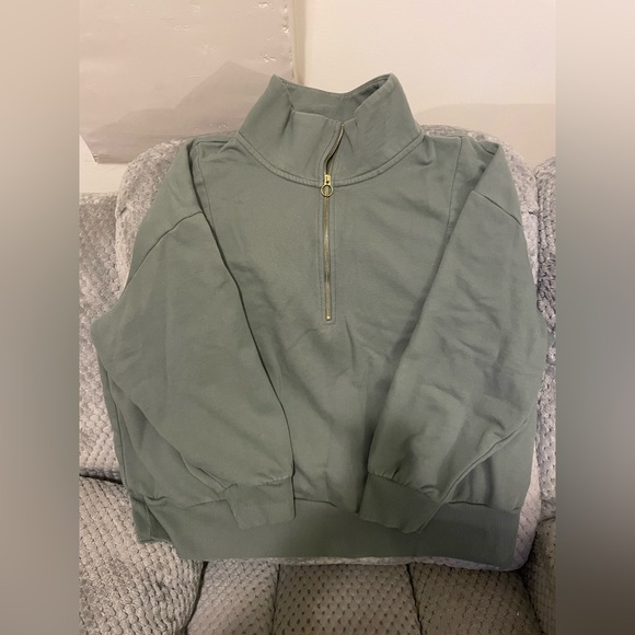 Women’s Green Half-Zip Sweater - Picture 1 of 3